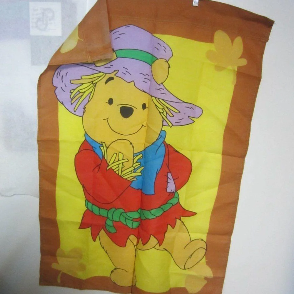 DISNEY Winnie The Pooh Fall Halloween Thanksgiving Scarecrow Flag 28X40
